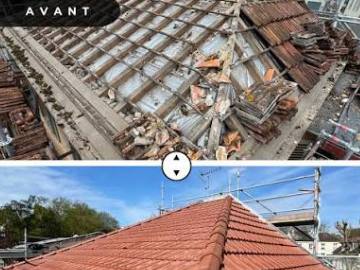 Avant / après — vue aérienne — TSCouverture couvreur Lunel